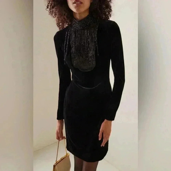 Ralph Lauren Collection Black Dress Embellished Velvet Cocktail Mini Beaded $4K - Picture 11 of 16